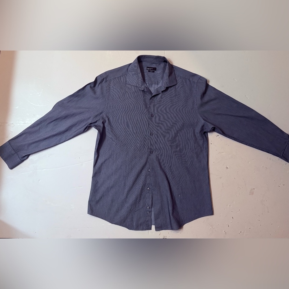 Bar III Blue Casual Button Down Shirt with Long Sleeves